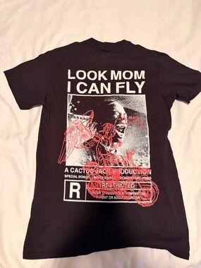 Look Mom I Can Fly Graphic Tee - Black with Red Print